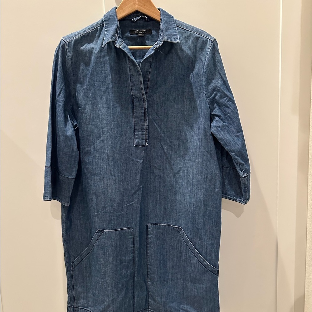 All Saints Denim Blue Shirt Dress